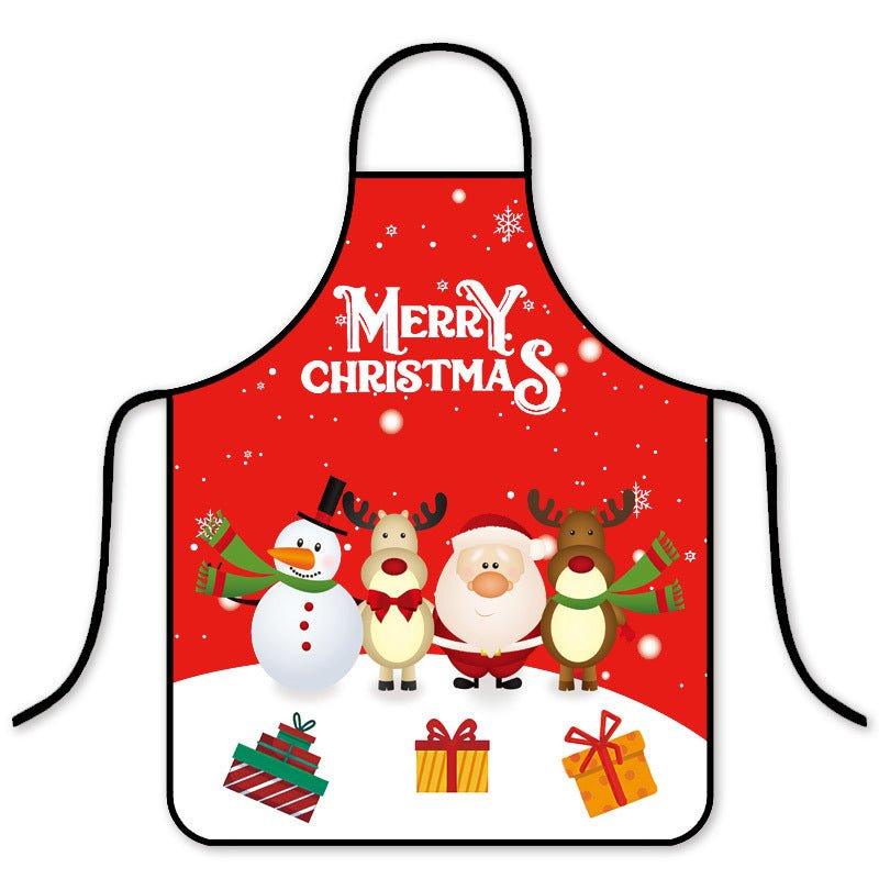 Cross - border hot pants Christmas cartoon adult children apron Korean version fashion kitchen home waterproof hot pot shop cloth - Coscosmos