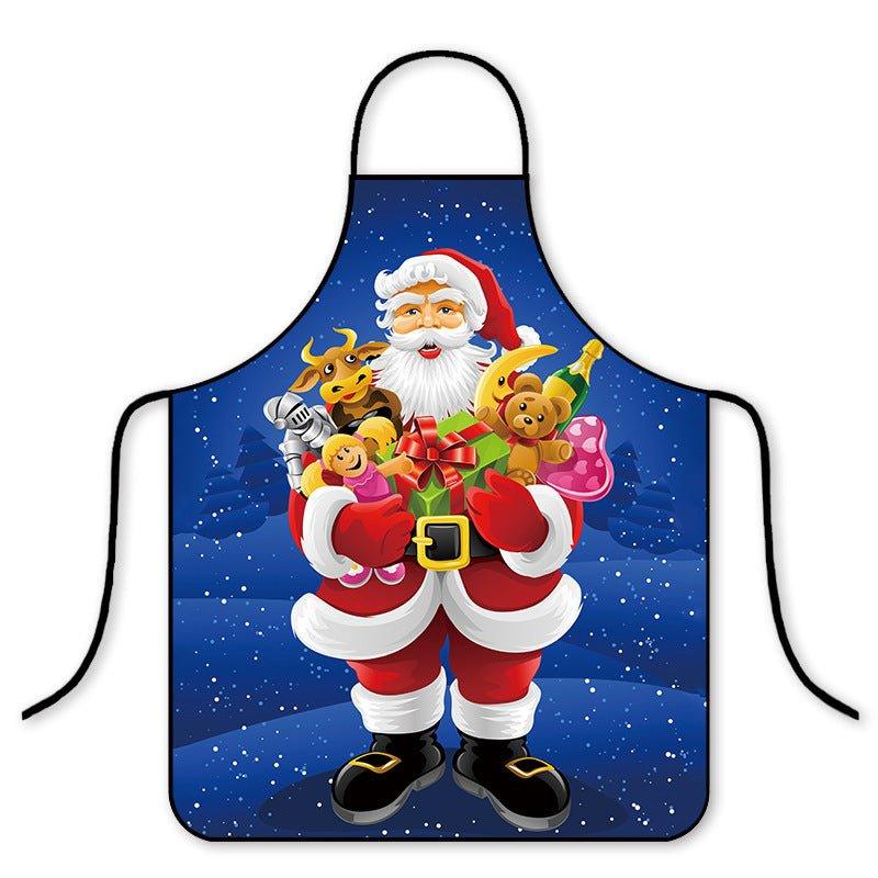 Cross - border hot pants Christmas cartoon adult children apron Korean version fashion kitchen home waterproof hot pot shop cloth - Coscosmos