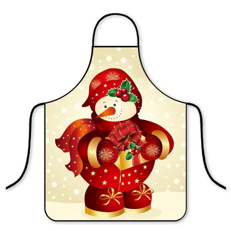 Cross - border hot pants Christmas cartoon adult children apron Korean version fashion kitchen home waterproof hot pot shop cloth - Coscosmos