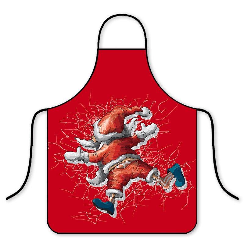 Cross - border hot pants Christmas cartoon adult children apron Korean version fashion kitchen home waterproof hot pot shop cloth - Coscosmos