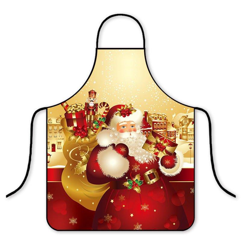 Cross - border hot pants Christmas cartoon adult children apron Korean version fashion kitchen home waterproof hot pot shop cloth - Coscosmos