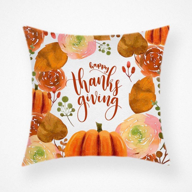 Cross - border hot - selling Thanksgiving pillow cover, cross - border new Thanksgiving pumpkin pillowcase car sofa cushion - Coscosmos