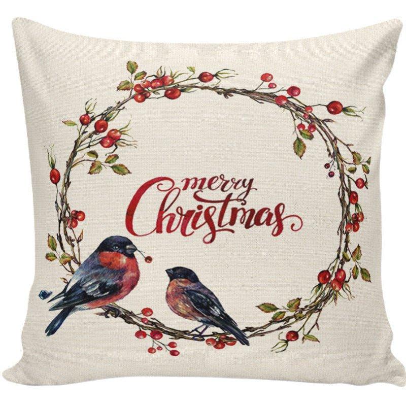 Cross - border ink Christmas pillow cover Home sofa Wreath printing Festive gift Winter Christmas pillow - Coscosmos