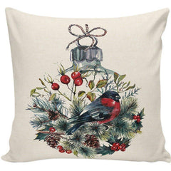 Cross - border ink Christmas pillow cover Home sofa Wreath printing Festive gift Winter Christmas pillow - Coscosmos