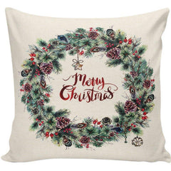 Cross - border ink Christmas pillow cover Home sofa Wreath printing Festive gift Winter Christmas pillow - Coscosmos