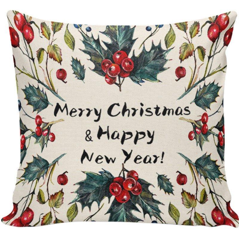 Cross - border ink Christmas pillow cover Home sofa Wreath printing Festive gift Winter Christmas pillow - Coscosmos