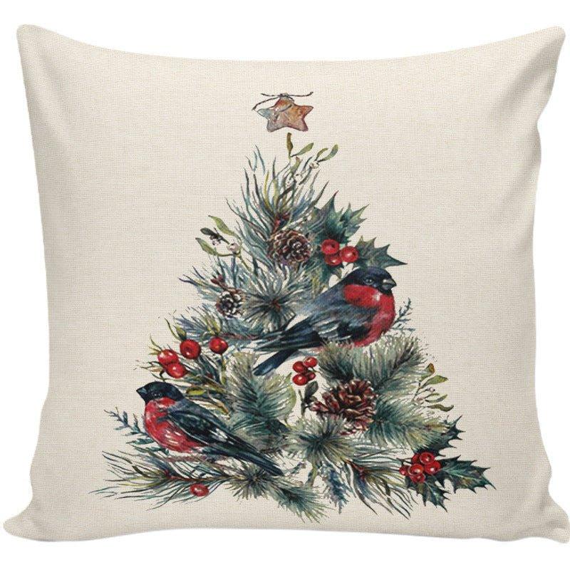 Cross - border ink Christmas pillow cover Home sofa Wreath printing Festive gift Winter Christmas pillow - Coscosmos