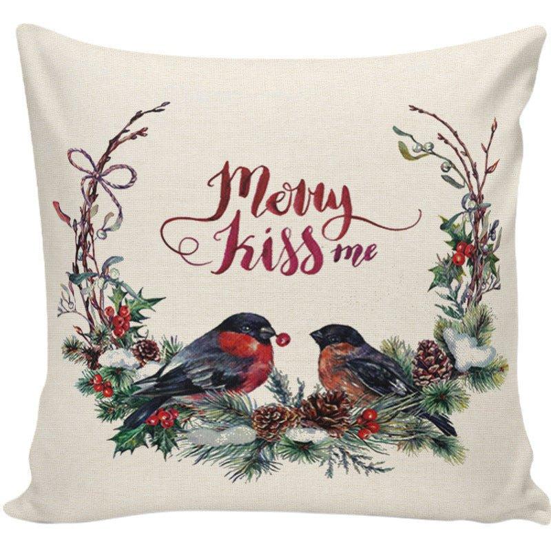 Cross - border ink Christmas pillow cover Home sofa Wreath printing Festive gift Winter Christmas pillow - Coscosmos