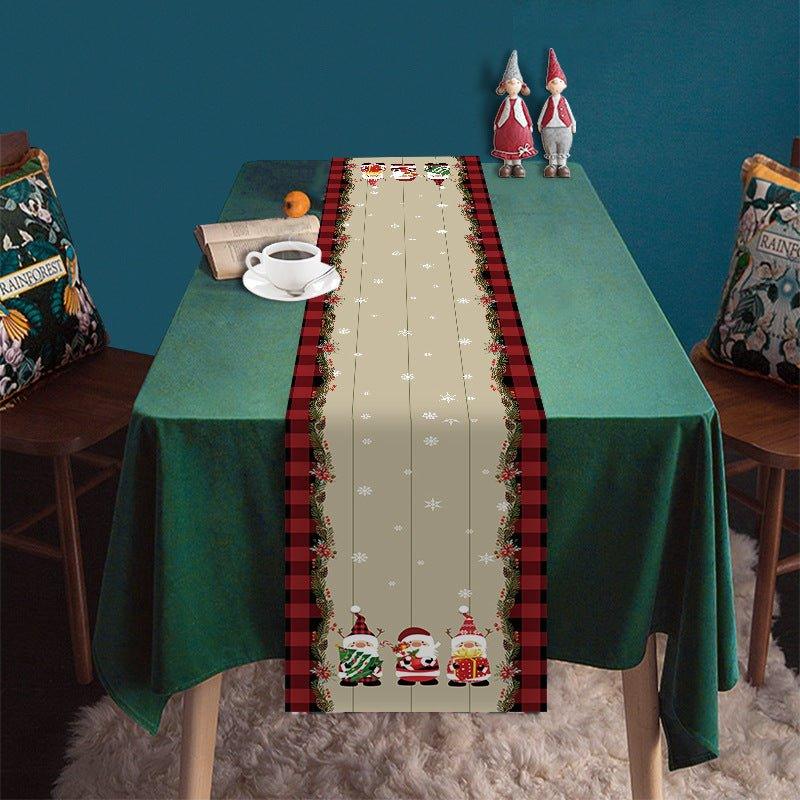 Cross - border new Christmas table flag decoration snowflake plaid snowman pattern Christmas printed tablecloth table mat - Coscosmos