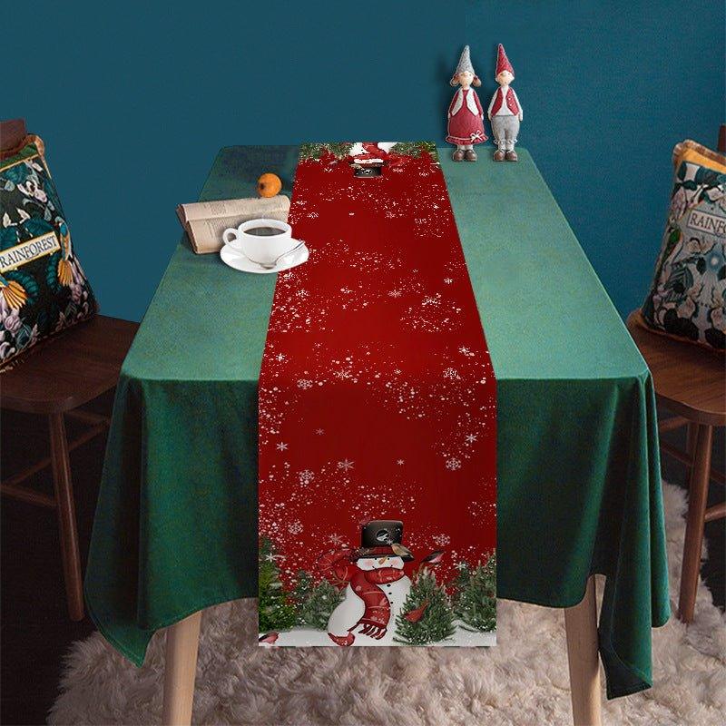 Cross - border new Christmas table flag decoration snowflake plaid snowman pattern Christmas printed tablecloth table mat - Coscosmos