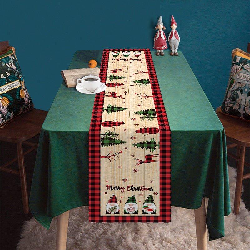 Cross - border new Christmas table flag decoration snowflake plaid snowman pattern Christmas printed tablecloth table mat - Coscosmos