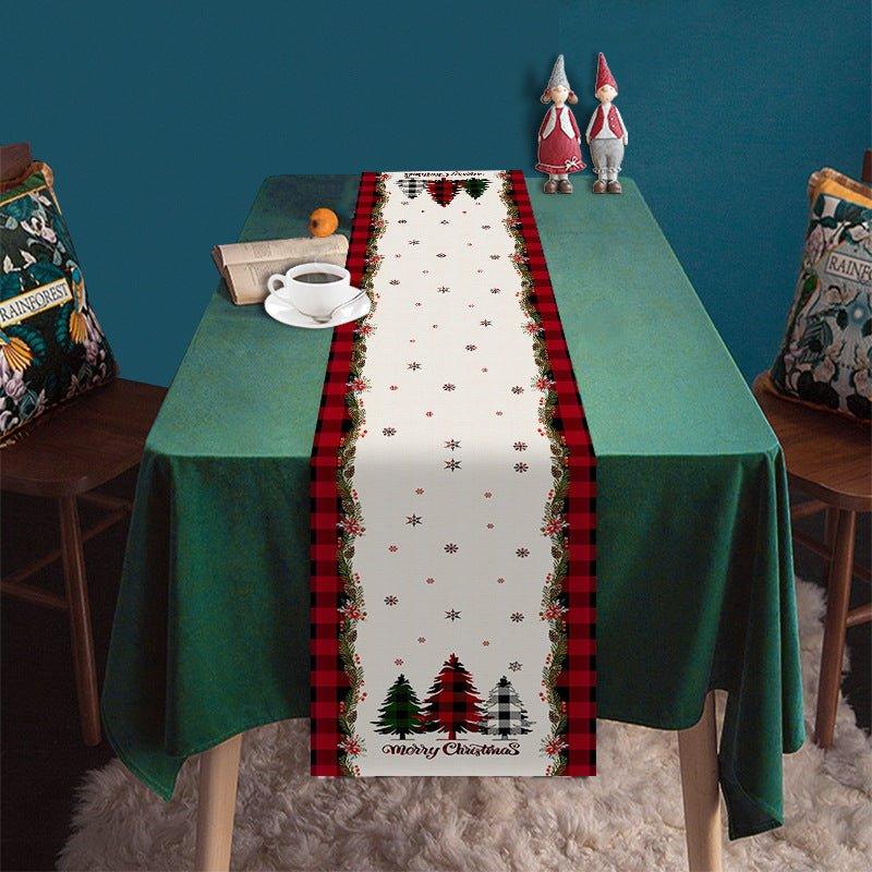 Cross - border new Christmas table flag decoration snowflake plaid snowman pattern Christmas printed tablecloth table mat - Coscosmos