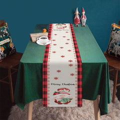 Cross - border new Christmas table flag decoration snowflake plaid snowman pattern Christmas printed tablecloth table mat - Coscosmos