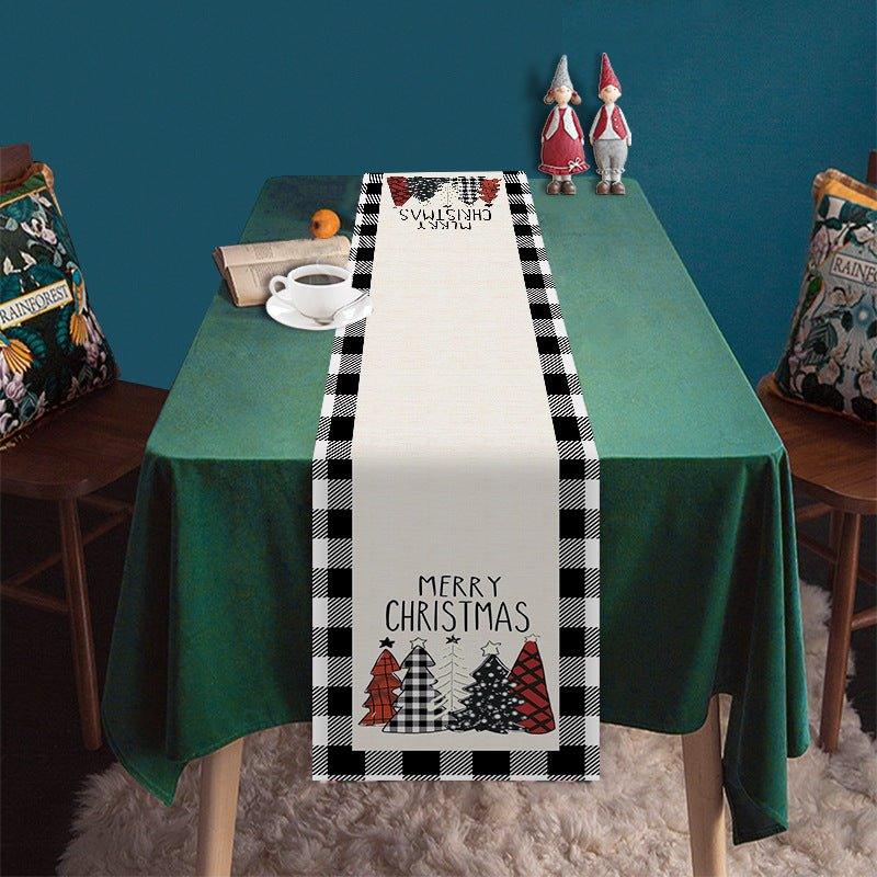 Cross - border new Christmas table flag decoration snowflake plaid snowman pattern Christmas printed tablecloth table mat - Coscosmos