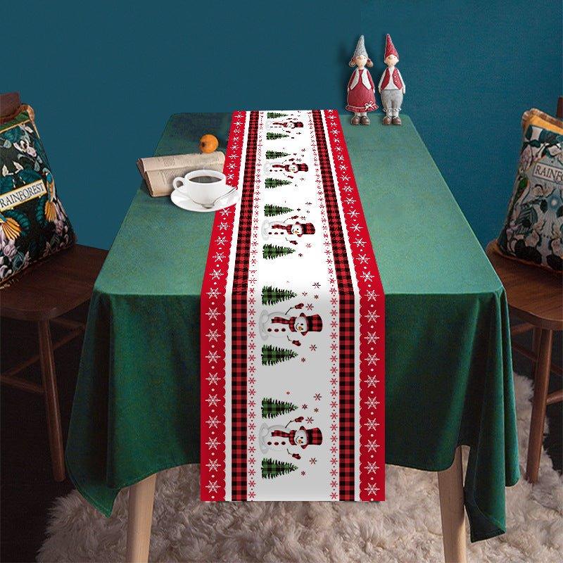 Cross - border new Christmas table flag decoration snowflake plaid snowman pattern Christmas printed tablecloth table mat - Coscosmos