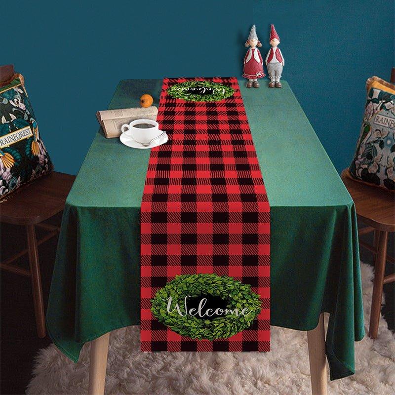 Cross - border new Christmas table flag decoration snowflake plaid snowman pattern Christmas printed tablecloth table mat - Coscosmos