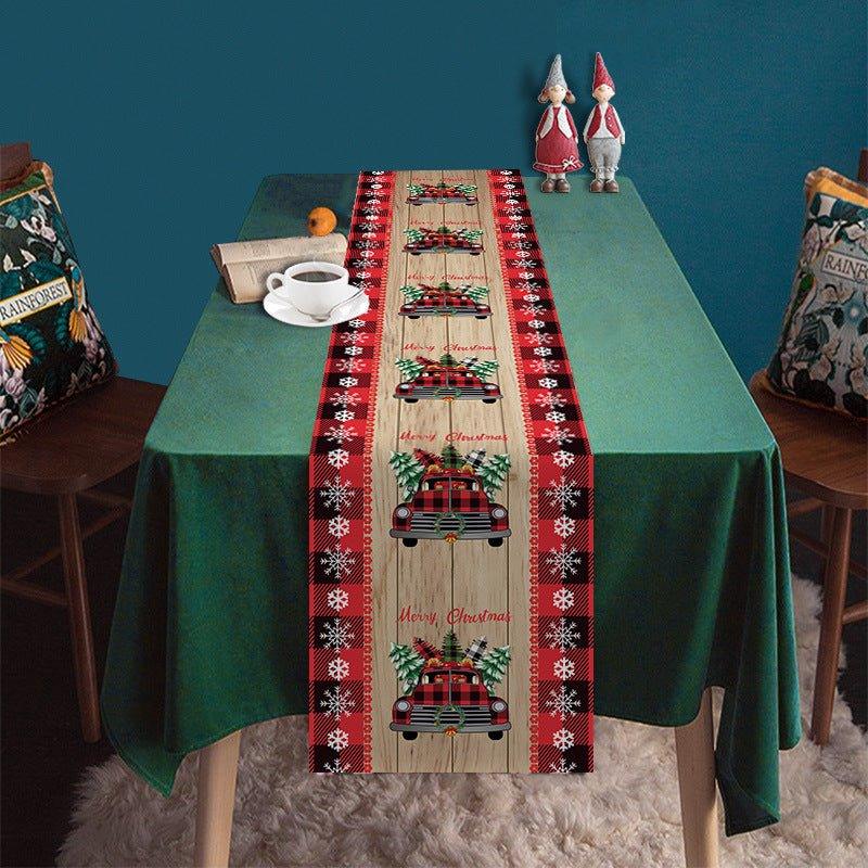 Cross - border new Christmas table flag decoration snowflake plaid snowman pattern Christmas printed tablecloth table mat - Coscosmos