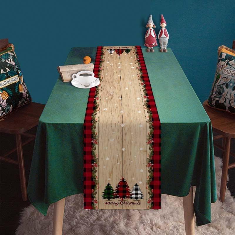 Cross - border new Christmas table flag decoration snowflake plaid snowman pattern Christmas printed tablecloth table mat - Coscosmos