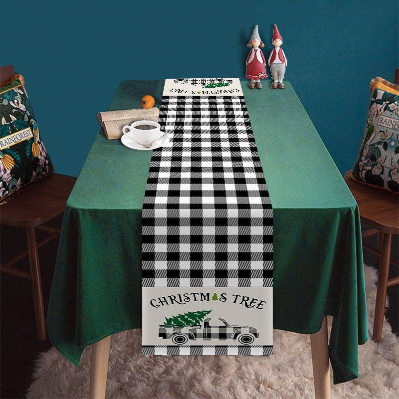 Cross - border new Christmas table flag decoration snowflake plaid snowman pattern Christmas printed tablecloth table mat - Coscosmos