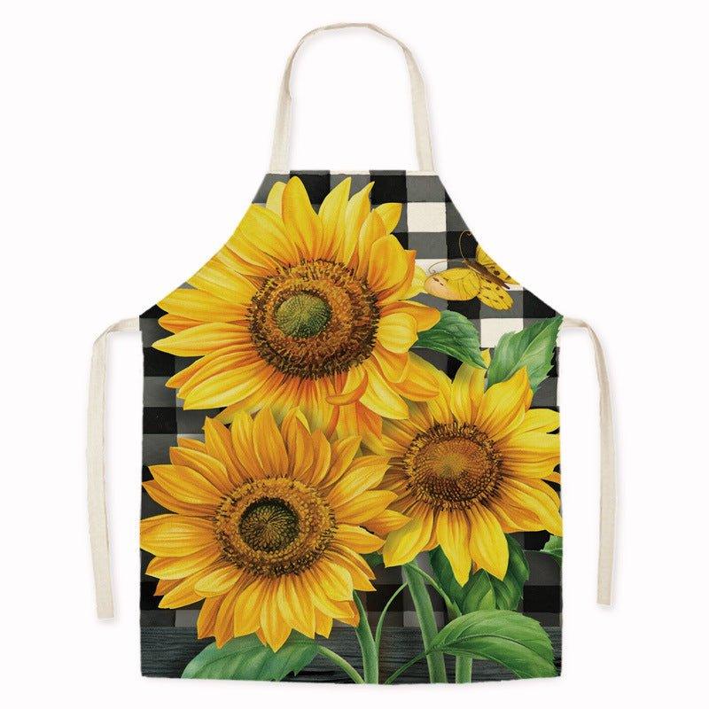 Cross - border new imitation hemp Thanksgiving apron sunflower pumpkin creative apron kitchen housework oil - proof and anti - fouling apron - Coscosmos