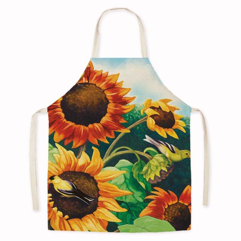 Cross - border new imitation hemp Thanksgiving apron sunflower pumpkin creative apron kitchen housework oil - proof and anti - fouling apron - Coscosmos