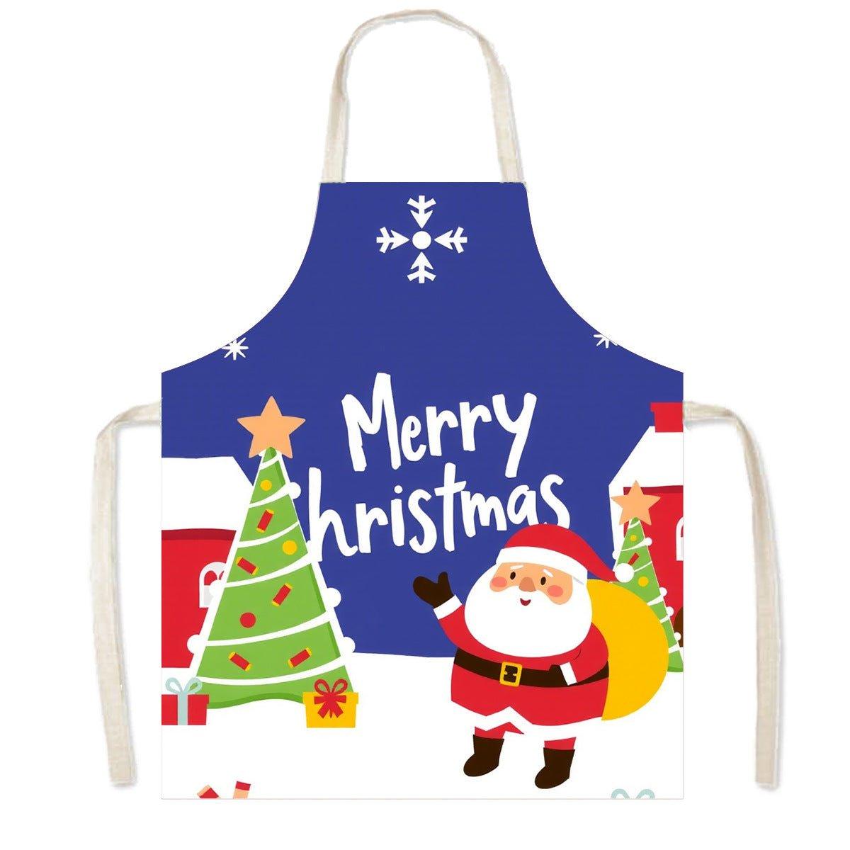 Cross - border new Santa Claus apron high definition printed snowman Christmas apron anti - fouling and anti - splashing Christmas party - Coscosmos