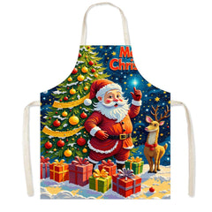 Cross - border new Santa Claus apron high definition printed snowman Christmas apron anti - fouling and anti - splashing Christmas party - Coscosmos