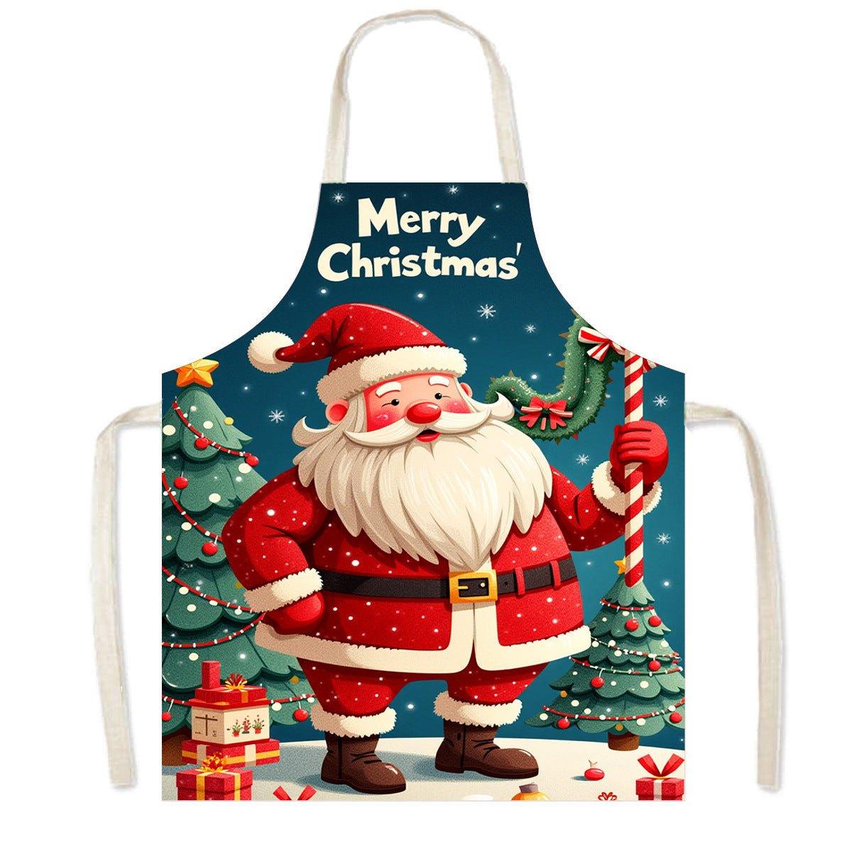 Cross - border new Santa Claus apron high definition printed snowman Christmas apron anti - fouling and anti - splashing Christmas party - Coscosmos