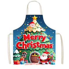 Cross - border new Santa Claus apron high definition printed snowman Christmas apron anti - fouling and anti - splashing Christmas party - Coscosmos