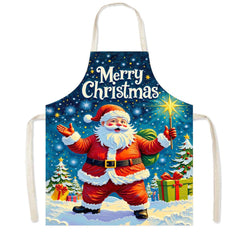 Cross - border new Santa Claus apron high definition printed snowman Christmas apron anti - fouling and anti - splashing Christmas party - Coscosmos