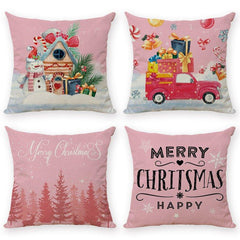 Cross - border pink Christmas pillow cover peach leather velvet digital printing home decoration pillow cushion cover manufacturer wholesale - Coscosmos