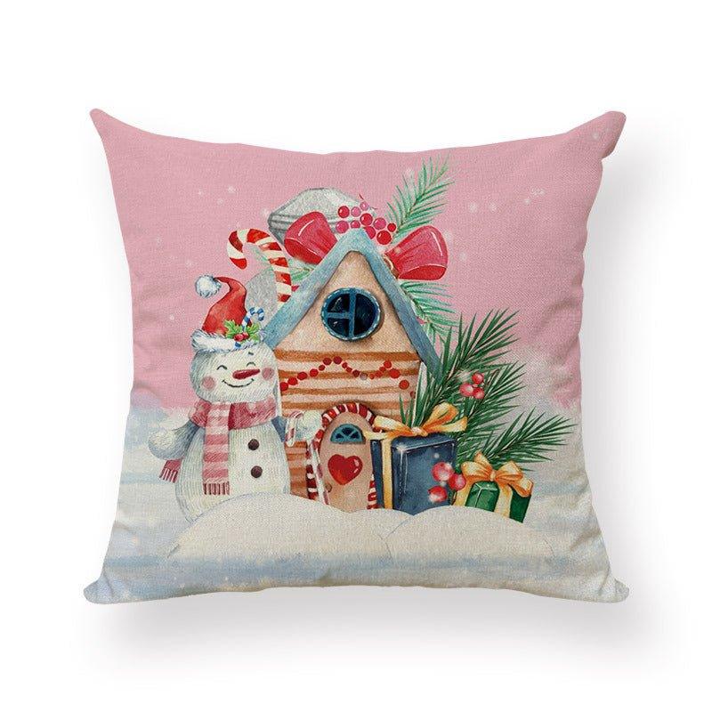 Cross - border pink Christmas pillow cover peach leather velvet digital printing home decoration pillow cushion cover manufacturer wholesale - Coscosmos