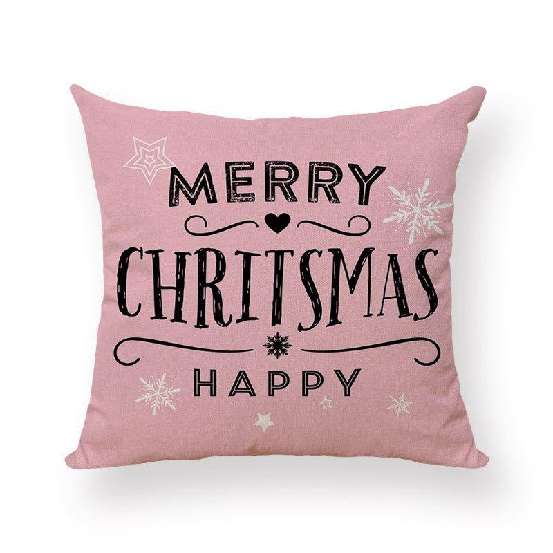 Cross - border pink Christmas pillow cover peach leather velvet digital printing home decoration pillow cushion cover manufacturer wholesale - Coscosmos