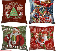 Cross - border US Christmas pillow cover Santa Claus, Elk holiday decoration pillow sofa bedside cushion - Coscosmos