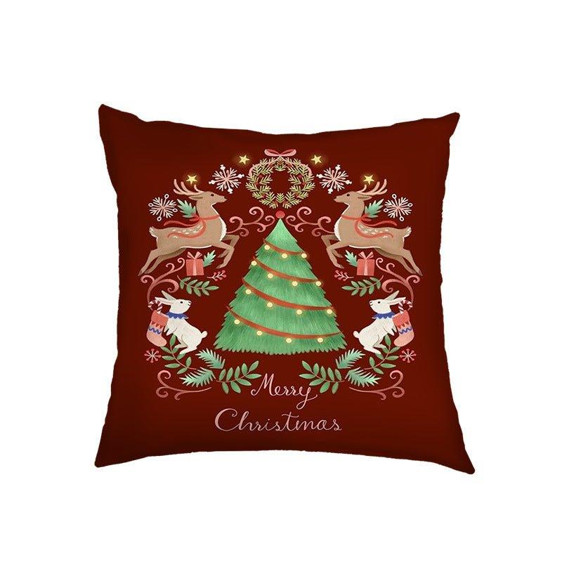 Cross - border US Christmas pillow cover Santa Claus, Elk holiday decoration pillow sofa bedside cushion - Coscosmos