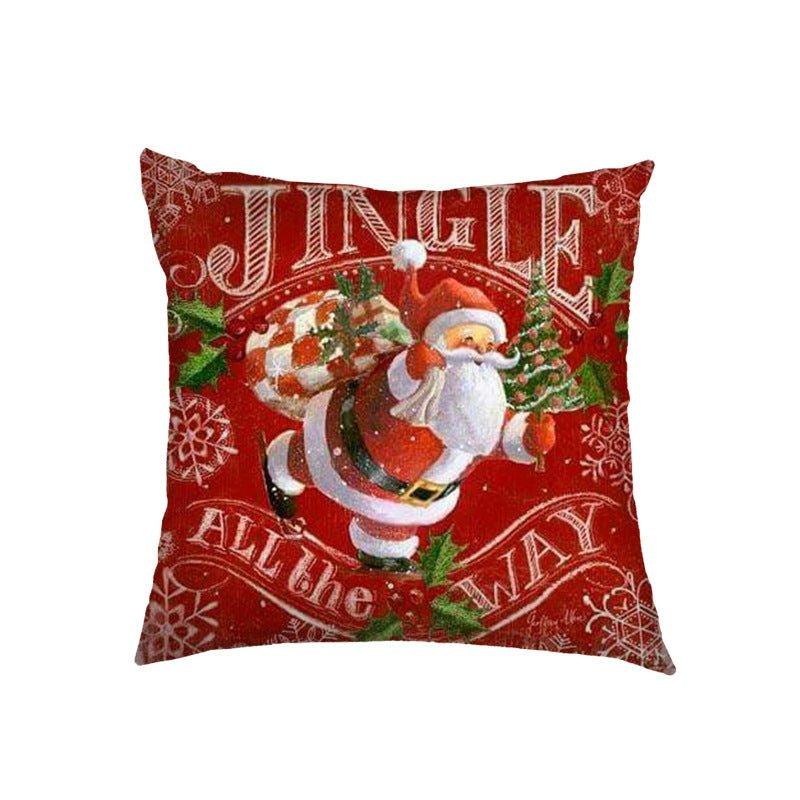 Cross - border US Christmas pillow cover Santa Claus, Elk holiday decoration pillow sofa bedside cushion - Coscosmos