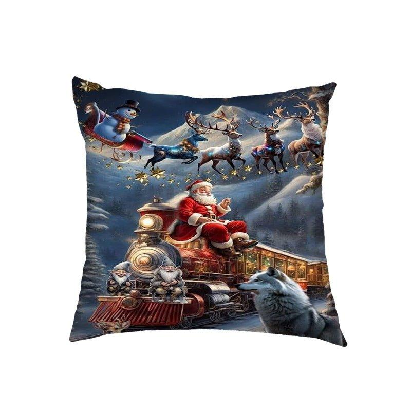 Cross - border US Christmas pillow cover Santa Claus, Elk holiday decoration pillow sofa bedside cushion - Coscosmos