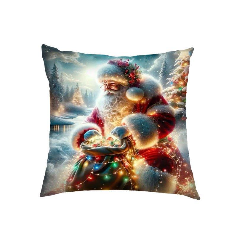 Cross - border US Christmas pillow cover Santa Claus, Elk holiday decoration pillow sofa bedside cushion - Coscosmos