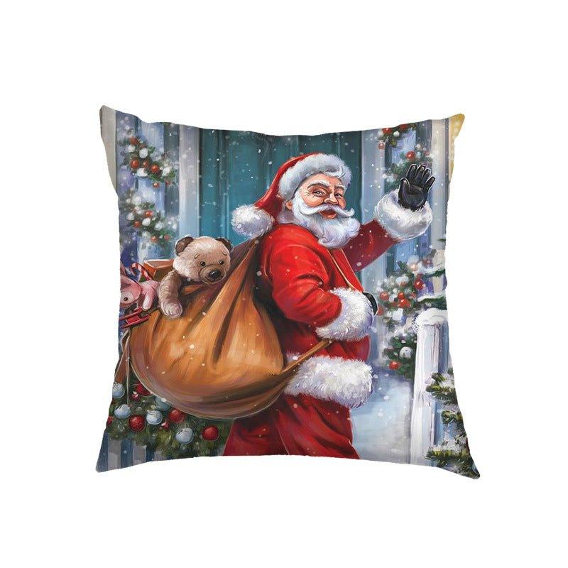 Cross - border US Christmas pillow cover Santa Claus, Elk holiday decoration pillow sofa bedside cushion - Coscosmos