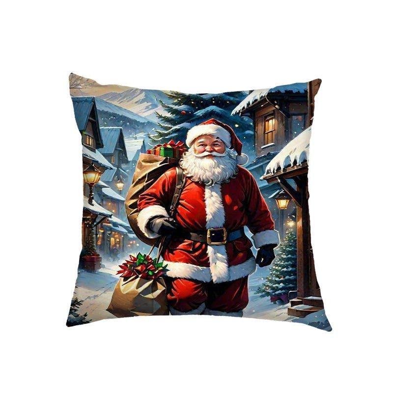 Cross - border US Christmas pillow cover Santa Claus, Elk holiday decoration pillow sofa bedside cushion - Coscosmos