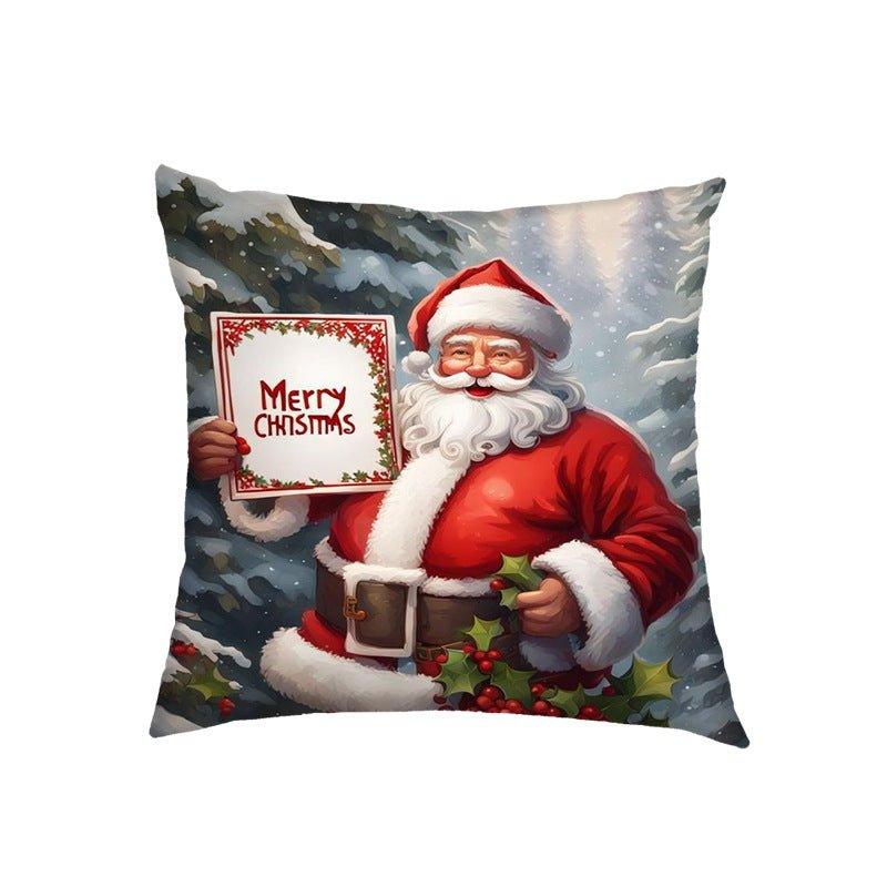 Cross - border US Christmas pillow cover Santa Claus, Elk holiday decoration pillow sofa bedside cushion - Coscosmos