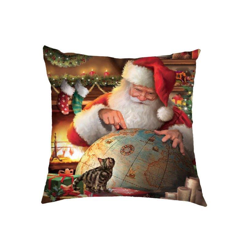 Cross - border US Christmas pillow cover Santa Claus, Elk holiday decoration pillow sofa bedside cushion - Coscosmos