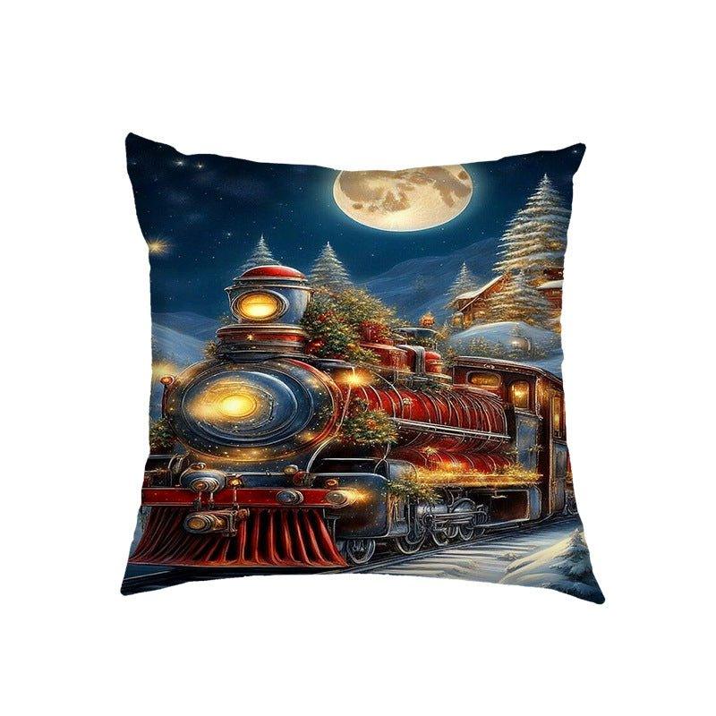 Cross - border US Christmas pillow cover Santa Claus, Elk holiday decoration pillow sofa bedside cushion - Coscosmos