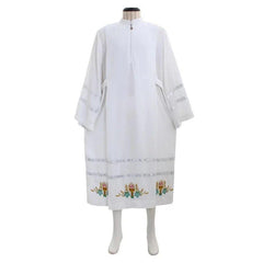 Custom Medieval Clergy Robe - White Cassock Cosplay Costume with Embroidery | Coscomos Medieval Series - Coscosmos