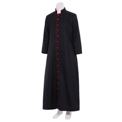 Custom Roman Black Clergy Cassock Costume | Medieval Clergy Robe Cosplay for Adults - Coscosmos