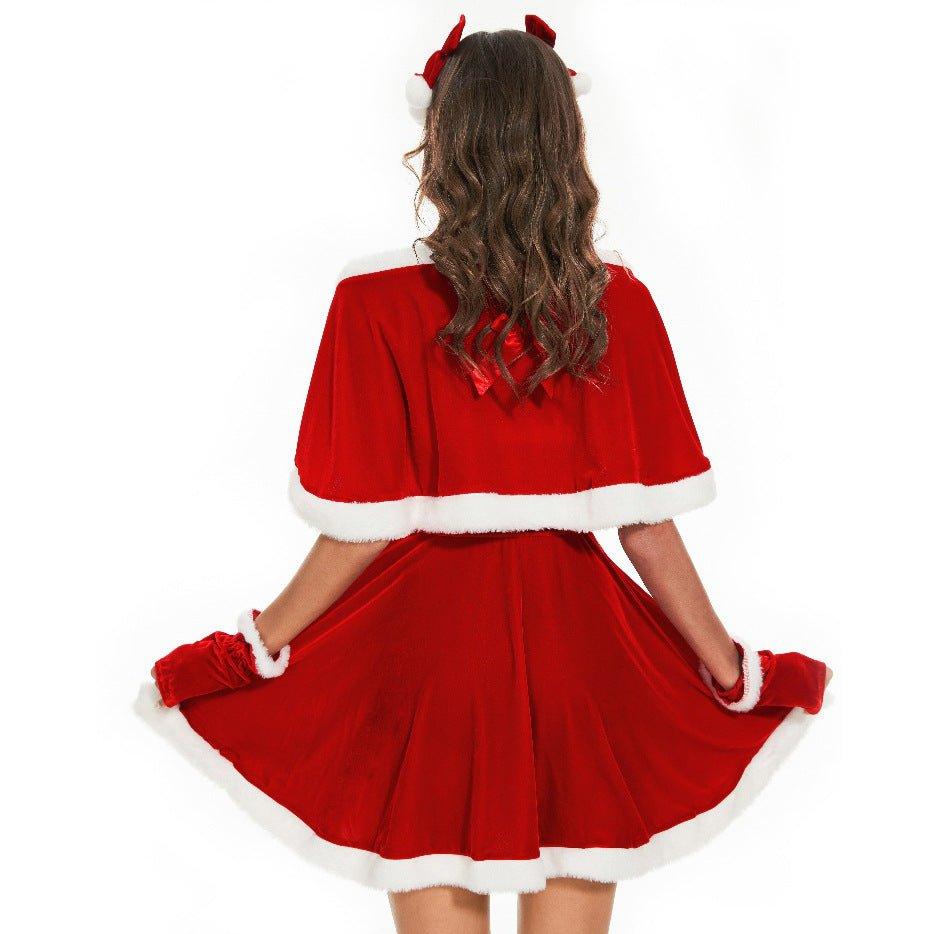 Cute and Sweet Christmas Dress Set, Stage Dress, Christmas Dress, Christmas Dress with Shawl - Coscosmos