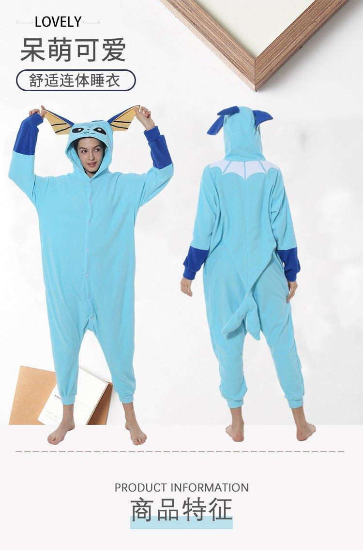 Cute Suicune Fleece Onesie Pajamas for Couples | Halloween Cosplay & Homewear - Coscosmos