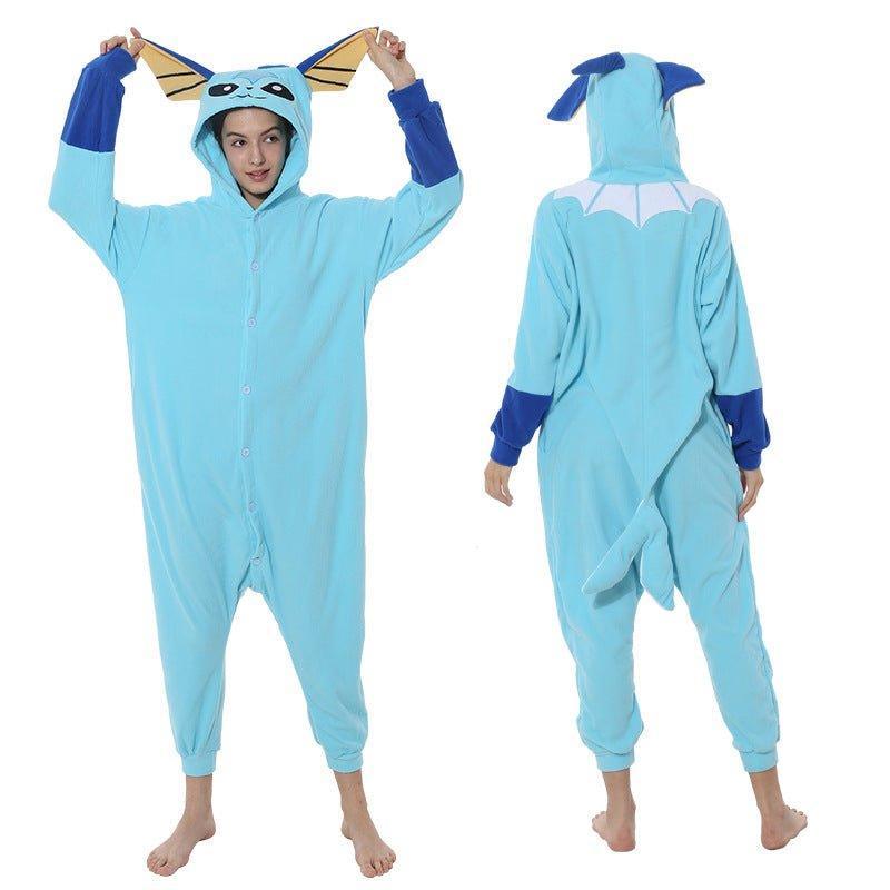 Cute Suicune Fleece Onesie Pajamas for Couples | Halloween Cosplay & Homewear - Coscosmos