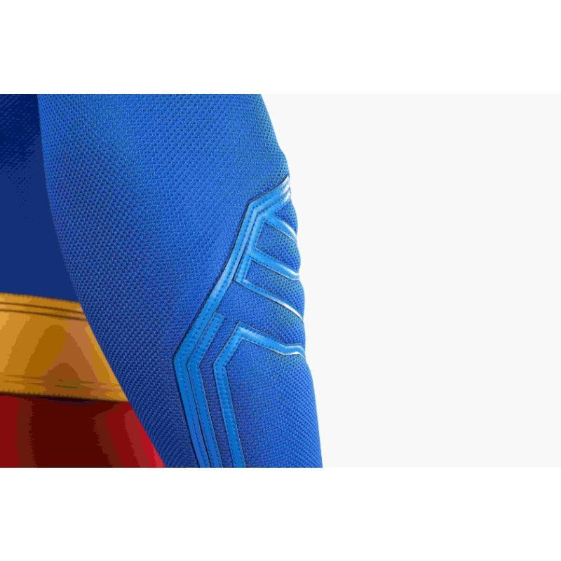 Superhero Legacy Clark Kent Cosplay Costume - Blue Zentai Bodysuit with Red Cape