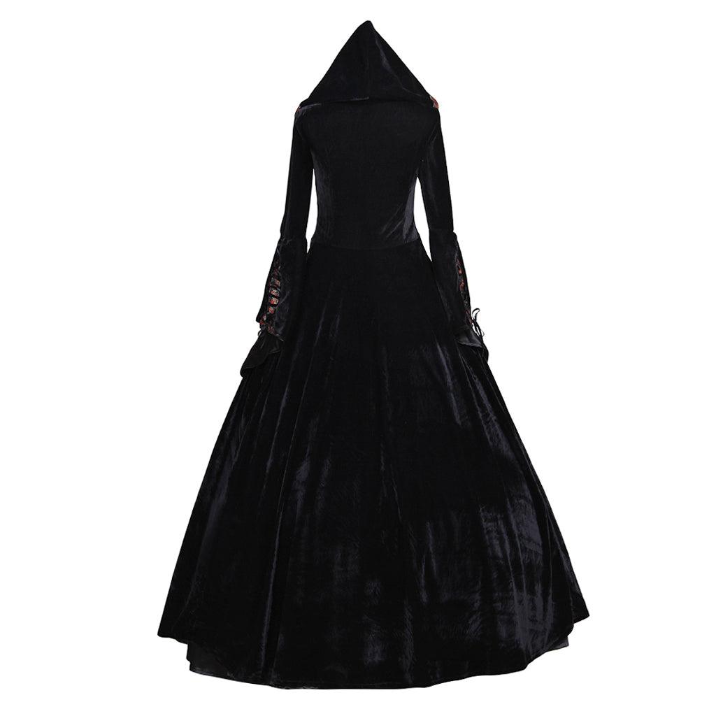 Victorian Rococo Medieval Gown Miko Ball Gothic Punk Black Velvet Dress Cosplay Costume